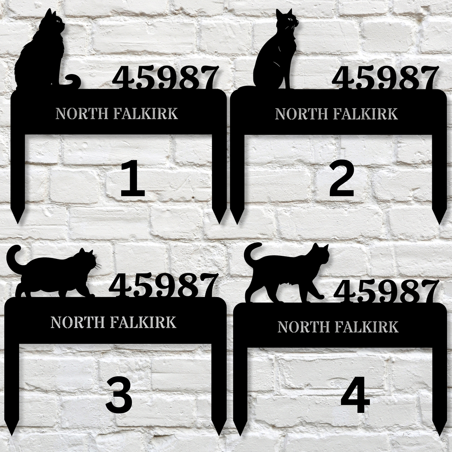 Customized Cat Home Address Metal Stake, Cat Metal Sign, Home Number Metal Sign, Horizontal Address Sign, Cat Lover Sign, Cat Mom Gift, New Home Address Sign, Choose Cat Sign