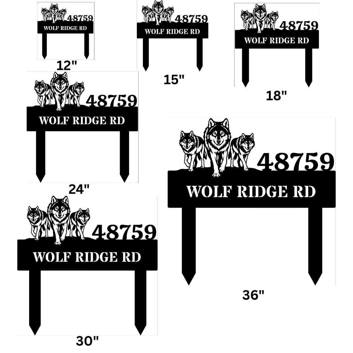 Personalized Wolf Pack Metal Address Plaque, Custom Family Name House Number Sign, Rustic Outdoor Cabin Decor, Housewarming Gift