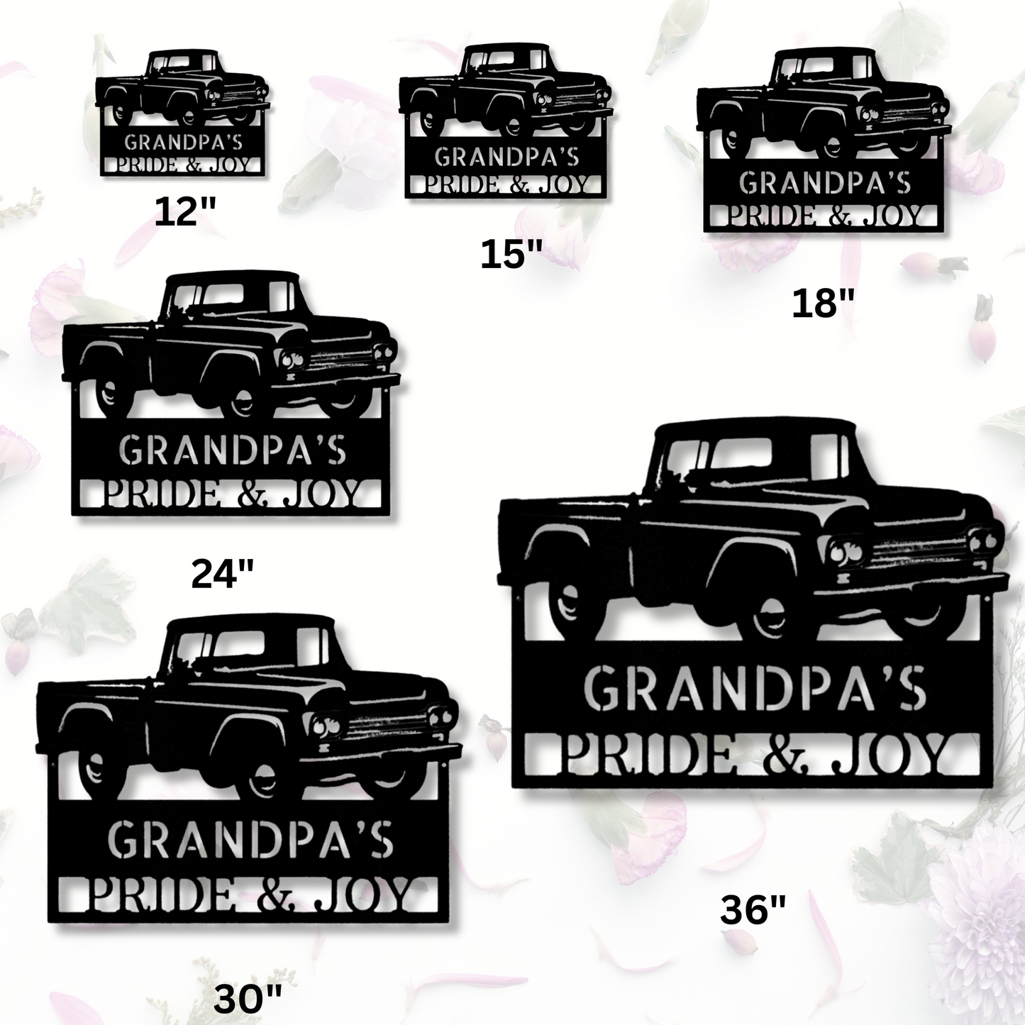 Grandpas Pickup Truck Monogram - Steel Sign