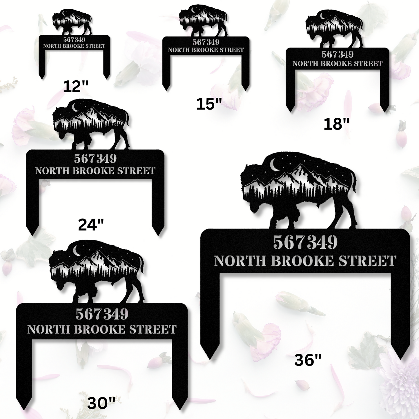 Bison Mountain Address Stake, Metal Address Sign, Wilderness address Sign, Housewarming Gift, Horizontal Address Plaque, Address Signage