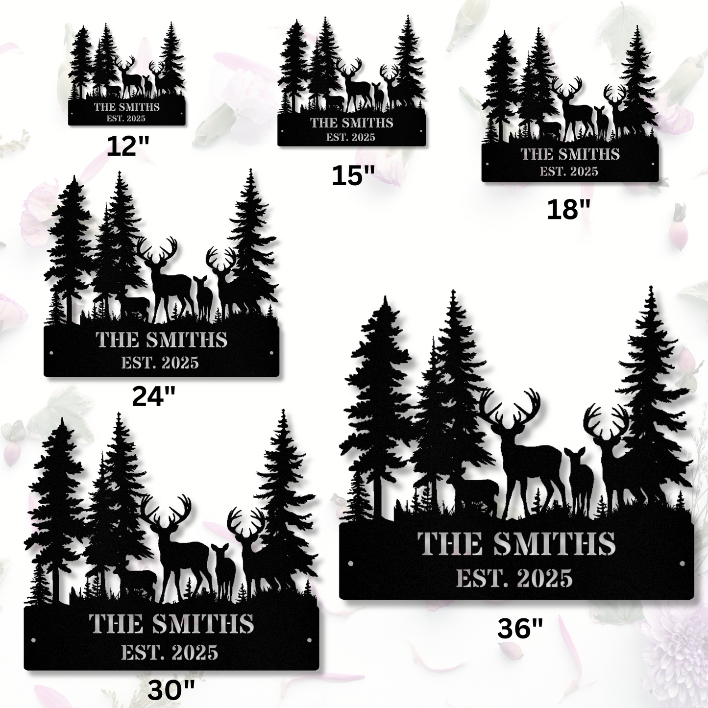 Custom Deer Forest Metal Sign, Personalized Deer Family Name Sign, Farmhouse Decor, Hunting Lodge Decor, Rustic Wildlife Art