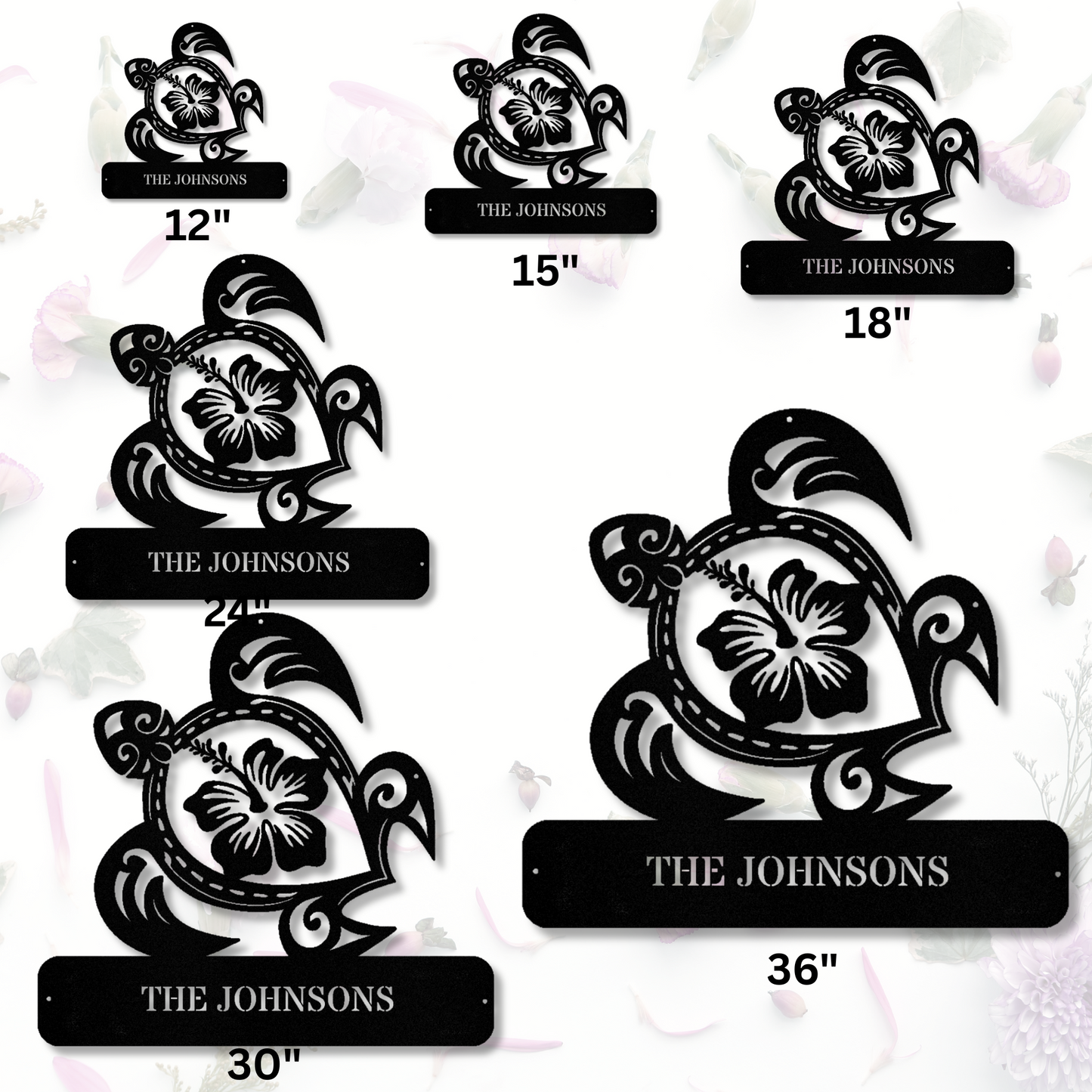 Custom Turtle Metal Wall Decor, Pool Sign, Turtle Hibiscus Flower Metal Art, Family Name Sign, Turtle Wall Hanging, Cabin or Lakehouse Sign