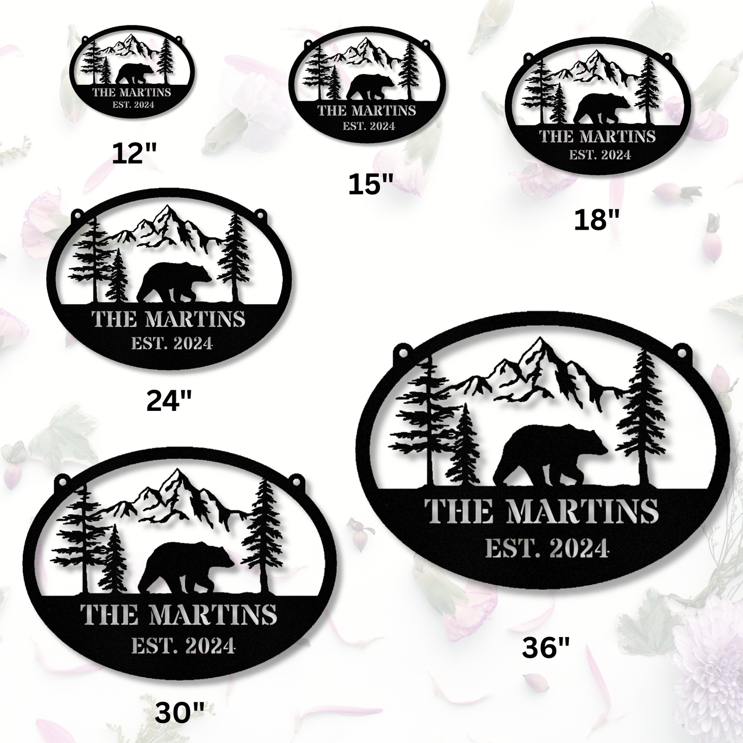 Customized Name Bear Mountain Metal Hanging