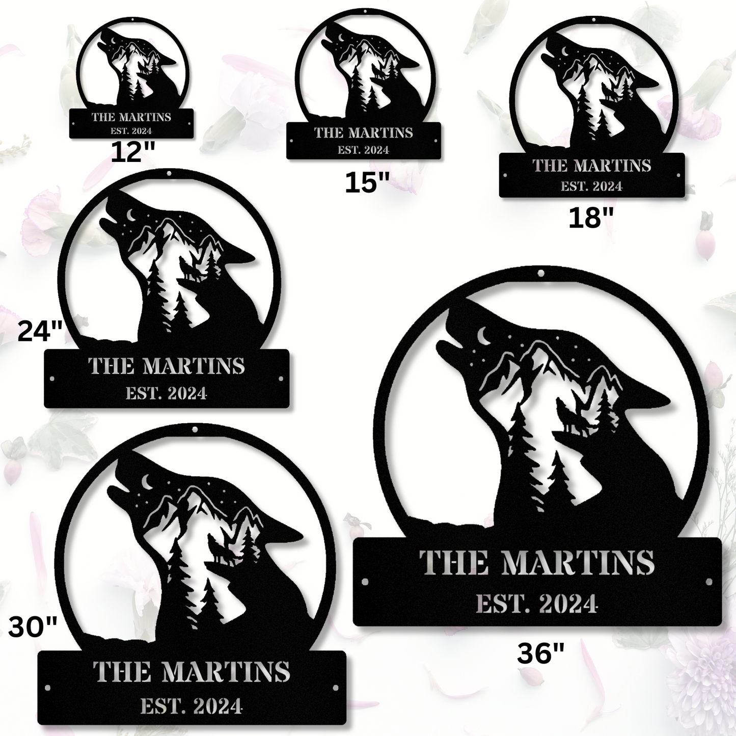 Custom Howling Wolf Metal Sign, Personalized Last Name Sign, Wolf Decor Gift, Rustic Metal Art, Nature Inspired Wall Art, Mancave Sign Decor