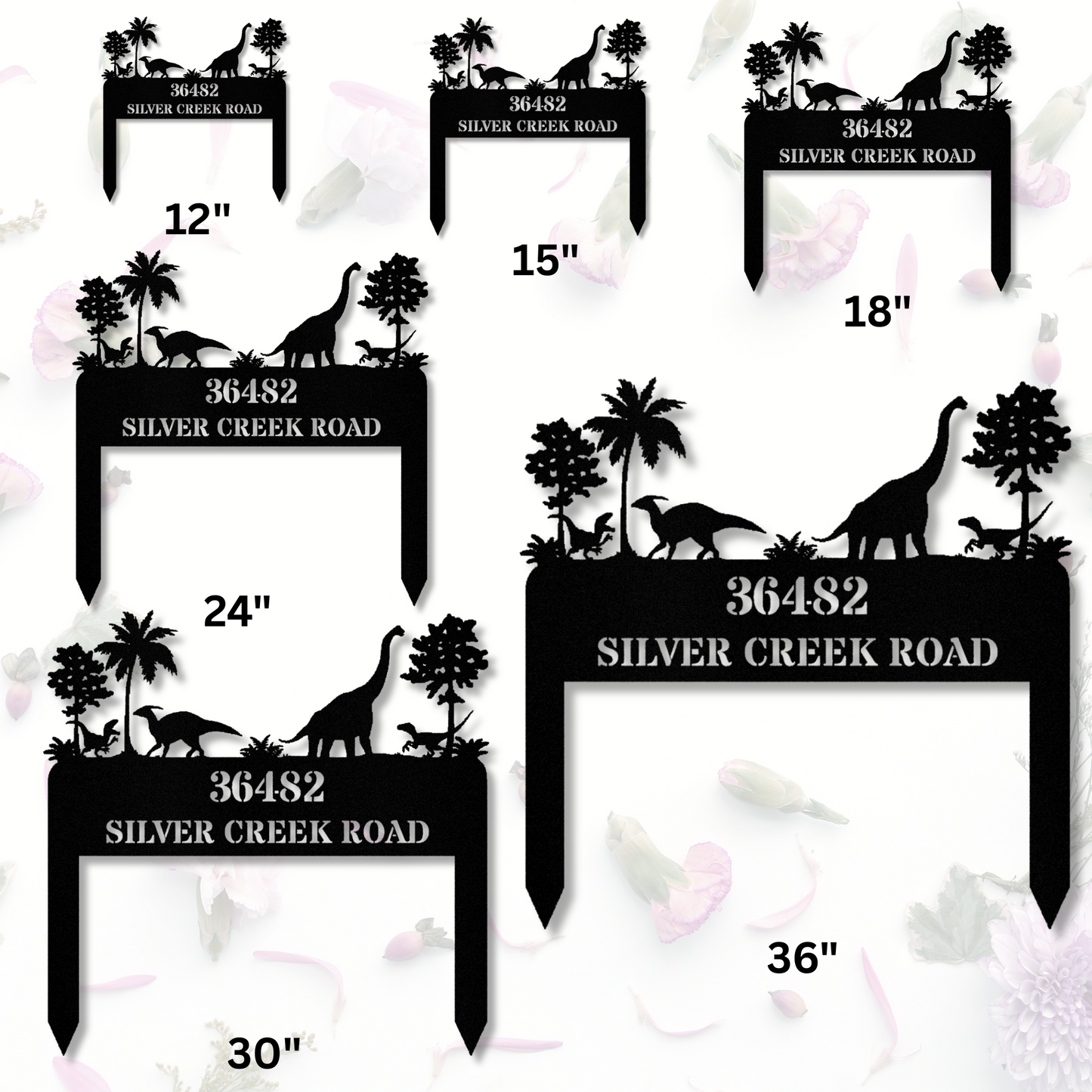 Custom Dinosaur Metal Address Sign, Dino Home Address Sign, Personalized Dinosaur Art Address Stake, New Home Outdoor Decor, Residence Sign