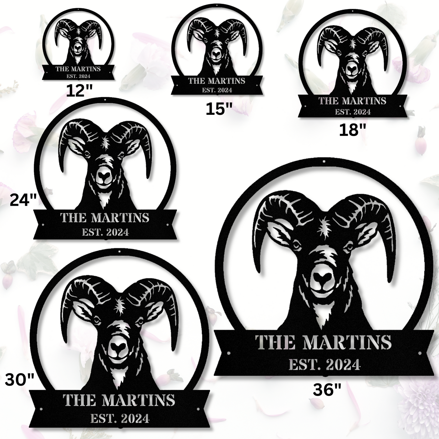 Customized Bighorn Goat Metal Sign, Goat Wall Hanging, Bighorn Wall Art Decor, Large Metal Sign, Last Name Established Metal Sign, Goat Lover Farm Sign
