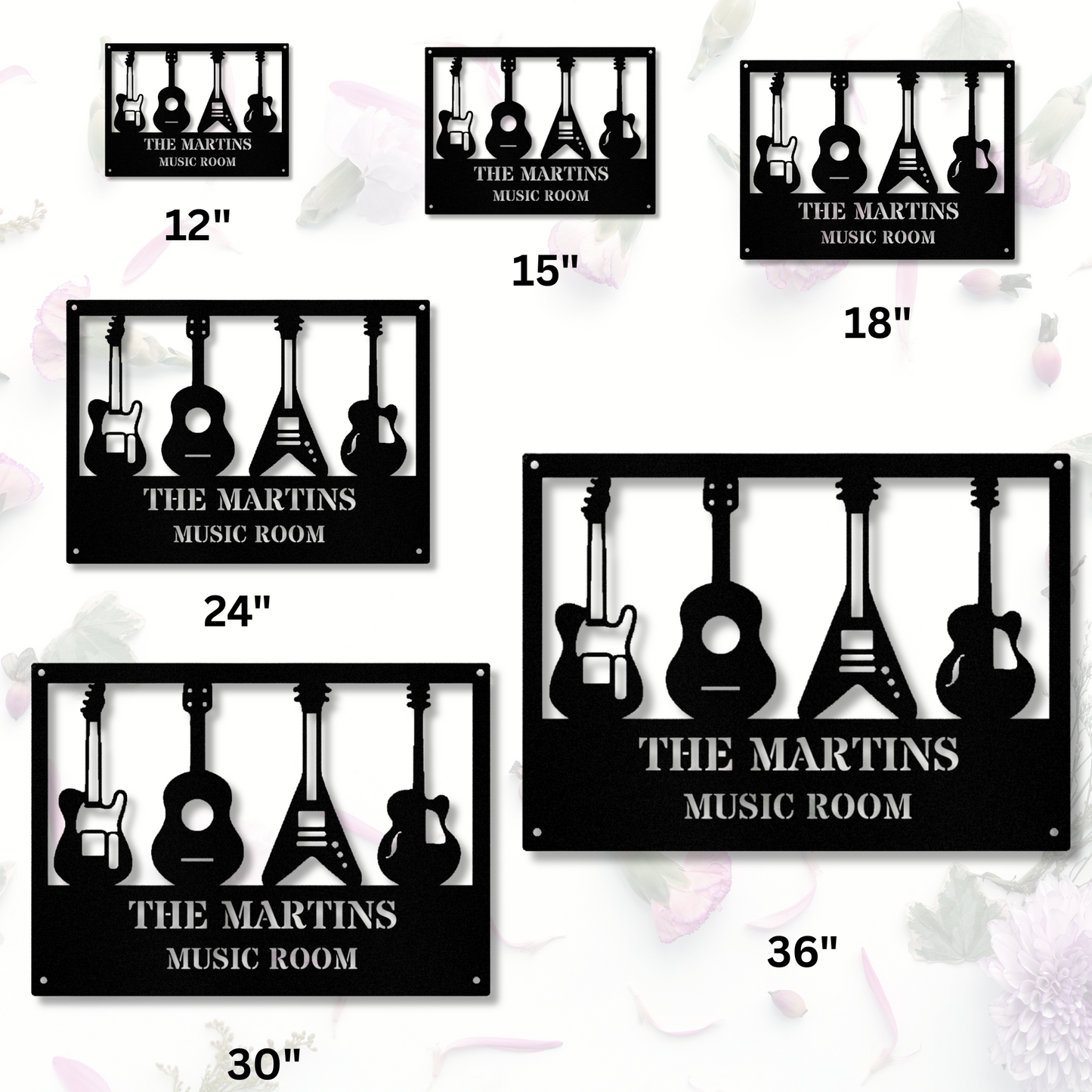 Personalized Guitar Musical Instrument Metal Wall Sign, Custom Name Guitar Metal Sign, Guitar Music Studio Wall Sign, Music Room Wall Decor, Guitar Shop Sign
