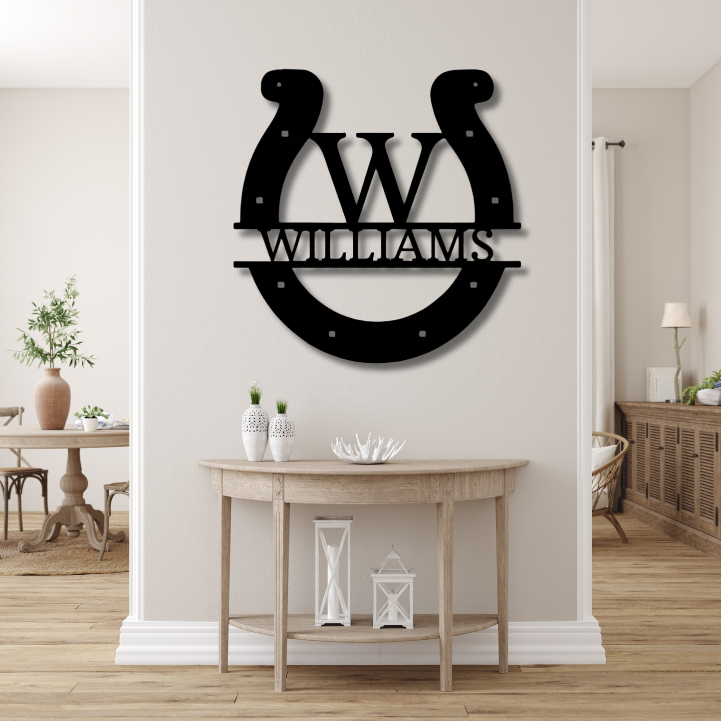 Custom Horseshoe Monogram - Metal Steel Sign