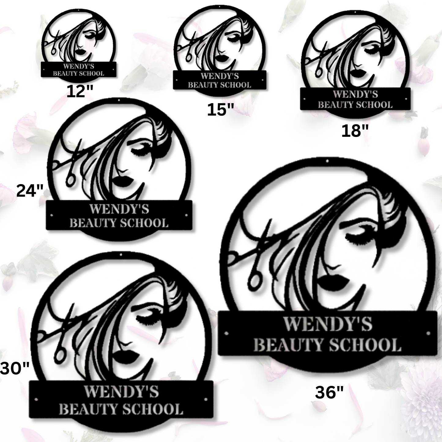 Personalized Hair Dresser Metal Sign, Custom Hair Stylist Name Sign, Woman Face Beauty Center Metal Wall Decor, Custom Hairstyle Decor