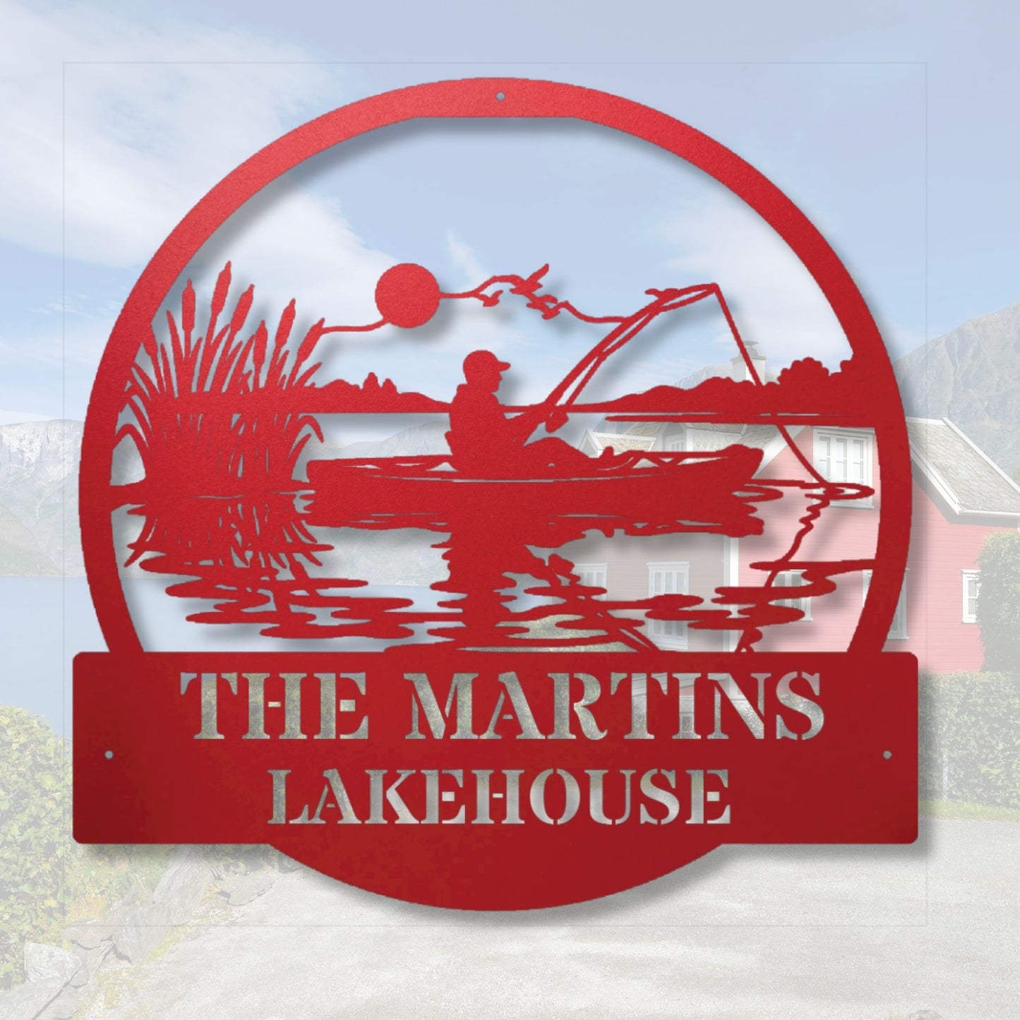Custom fishing cabin sign, personalized fishing decor, lake house sign, fisherman gift, rustic cabin wall art, fishing lodge decor