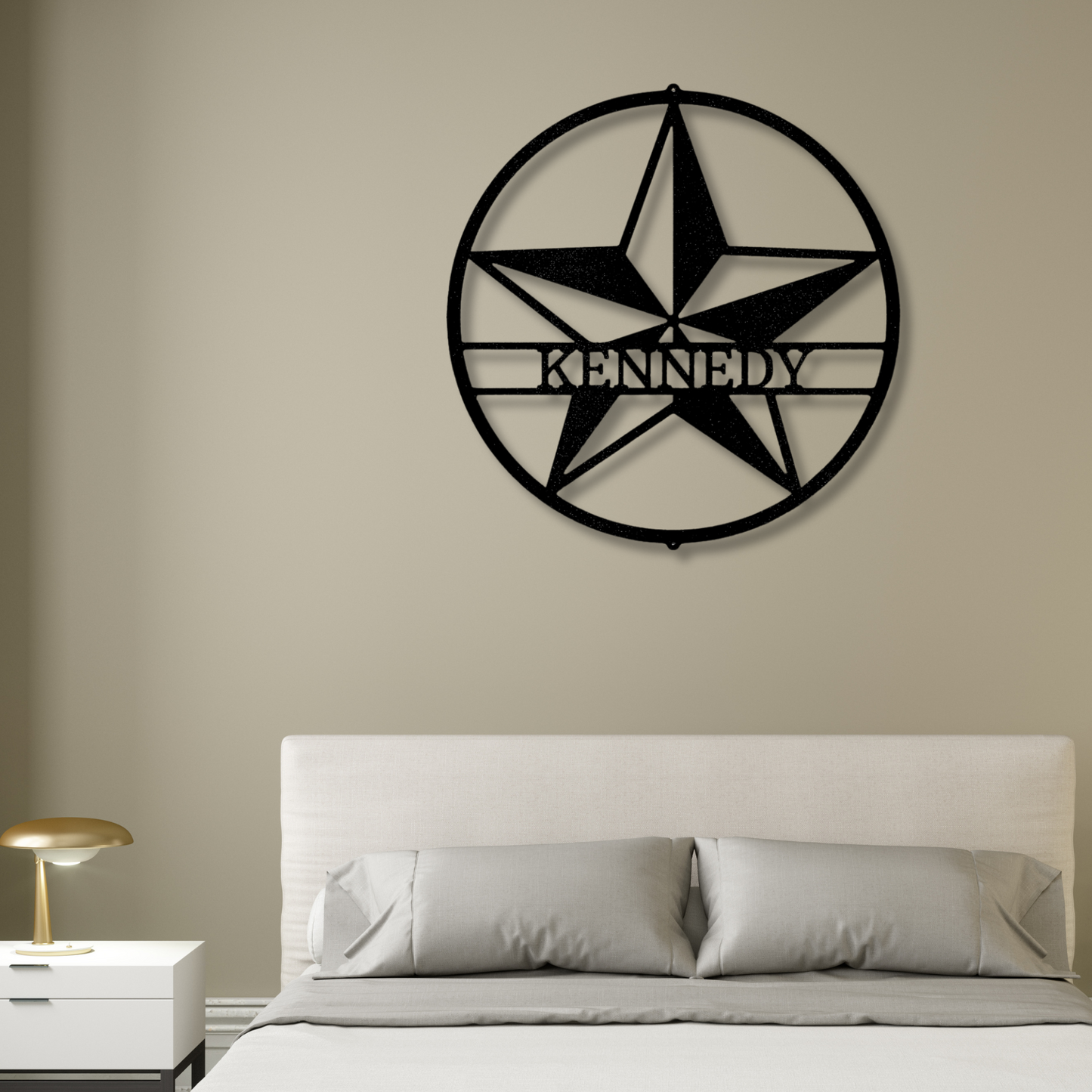 Personalized Star Metal Steel Sign, Custom Star Wall Art Decor, Man Cave Wall Hanging, Birthday Gift  For Rancher Dad, Lone Wolf State Monogram
