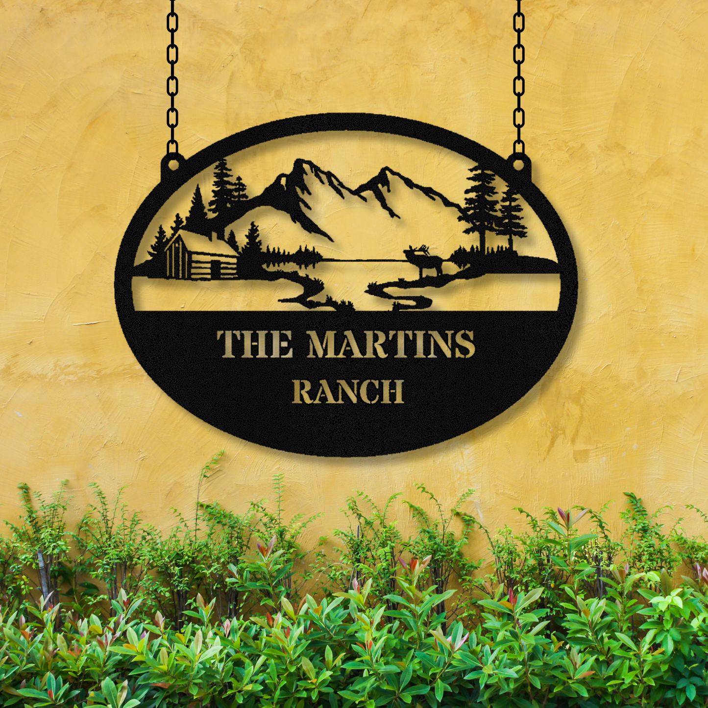 Personalized Mountain Ranch Metal Sign, Hanging Address Sign, Ranch Metal Sign, Barn metal sign, Metal barn sign, Couple name plaque