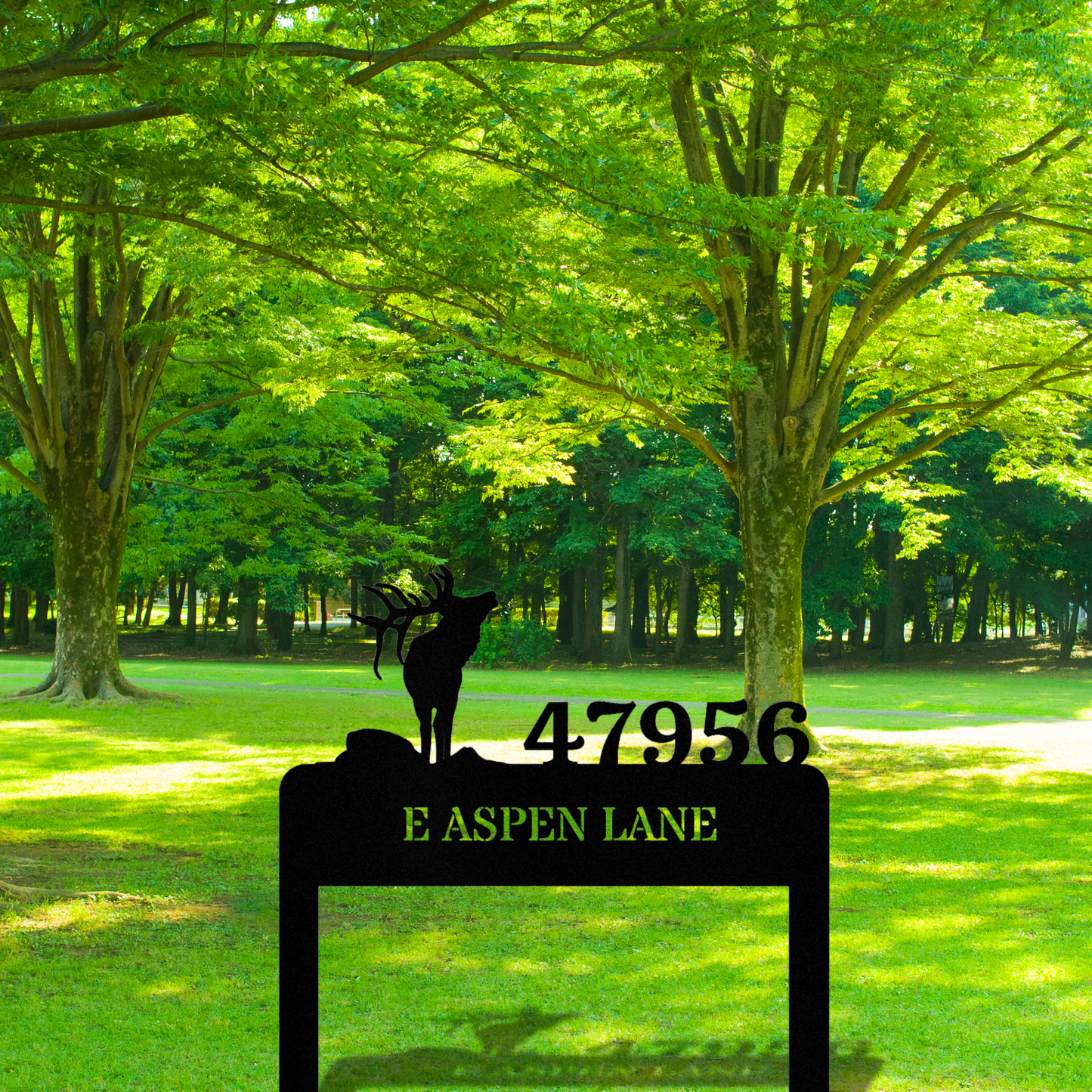 Personalized Elk Address Stake, Metal Address Stake, Horizontal Address Sign, Address Signage, House Address, Deer Metal House Number Stake