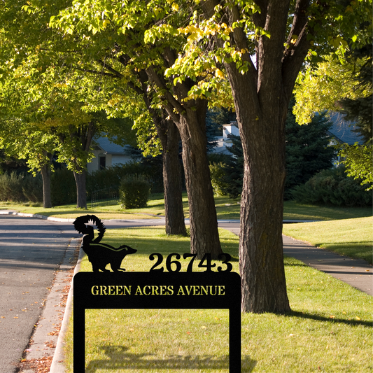Customized Skunk Address Stake, Address Metal Sign