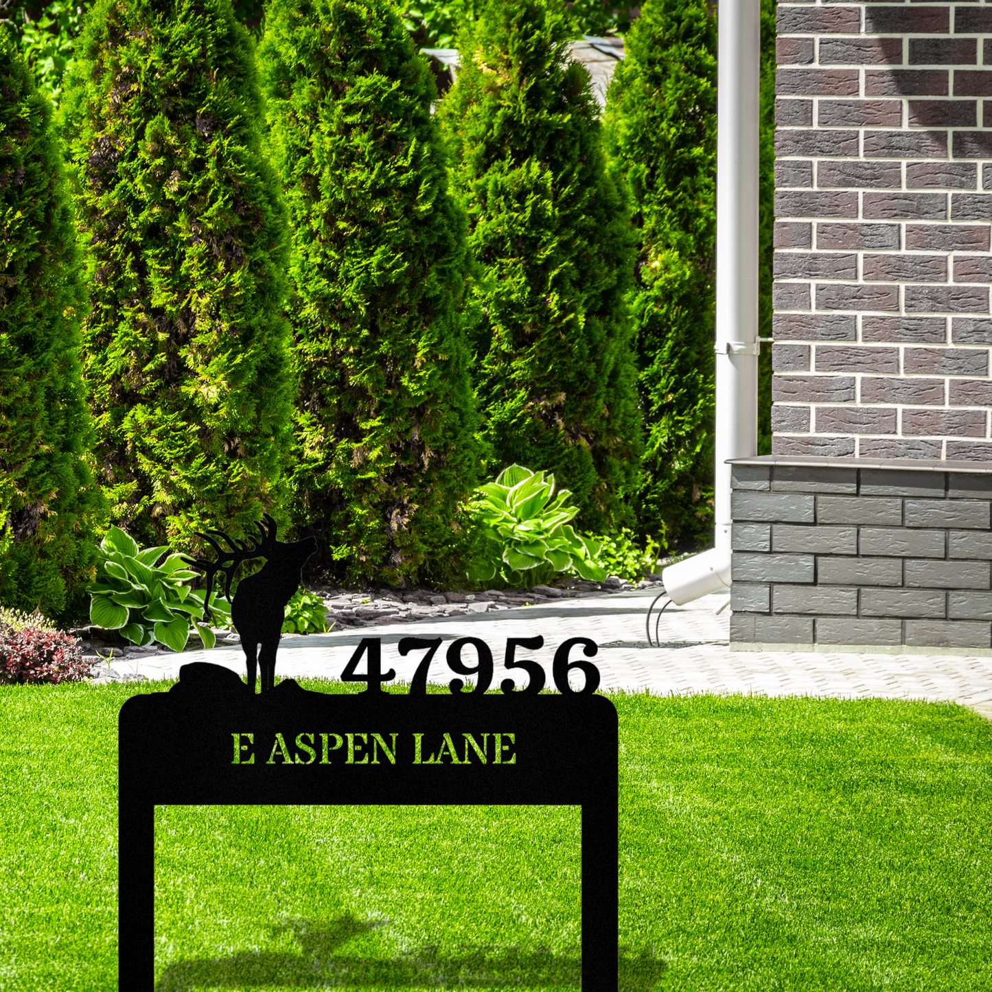 Personalized Elk Address Stake, Metal Address Stake, Horizontal Address Sign, Address Signage, House Address, Deer Metal House Number Stake