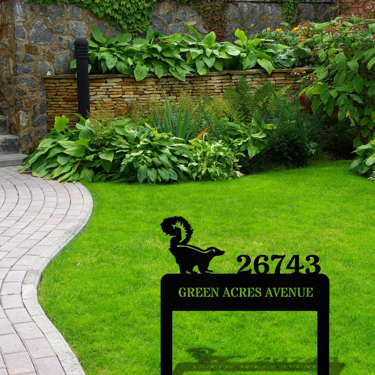 Customized Skunk Address Stake, Address Metal Sign