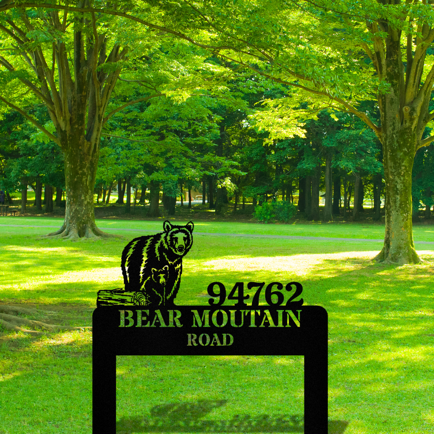 Bear Metal Address Sign, Custom House Plaque, Rustic Bear Outdoor Decor, Animal Address Sign, Wildlife Home Decor, Personalized Sign