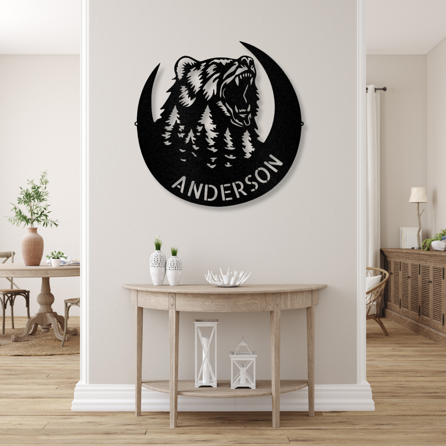 Personalized Roaring Bear Metal Sign, Family Name Wall Decor, Cabin Bear decor, Wildlife Wall Art, Father's Day Gifts, Last Name Wall Sign