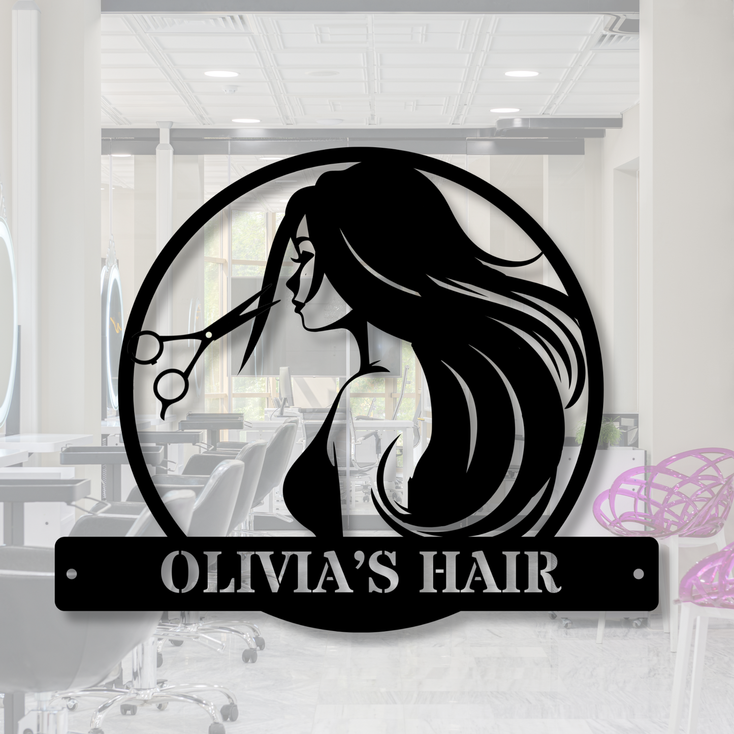 Customized Hair Dresser Metal Sign, Personalized Salon Name Sign, Hairdresser Wall Art