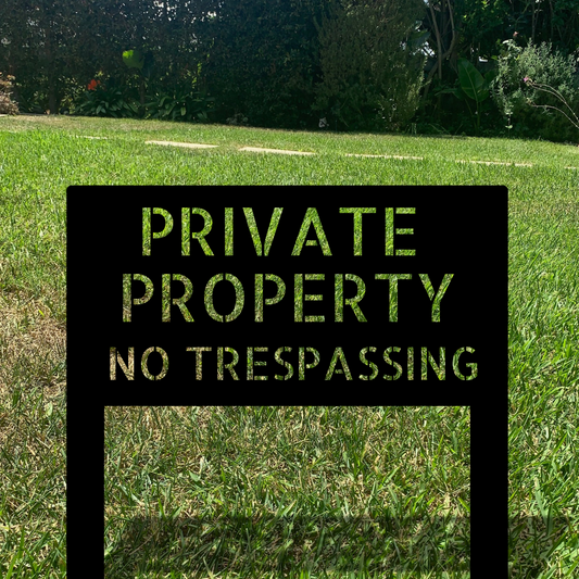 No Trespassing Outdoor Metal Stake Sign, Private Property Front Yard Sign, Custom Words Metal Stake Sign
