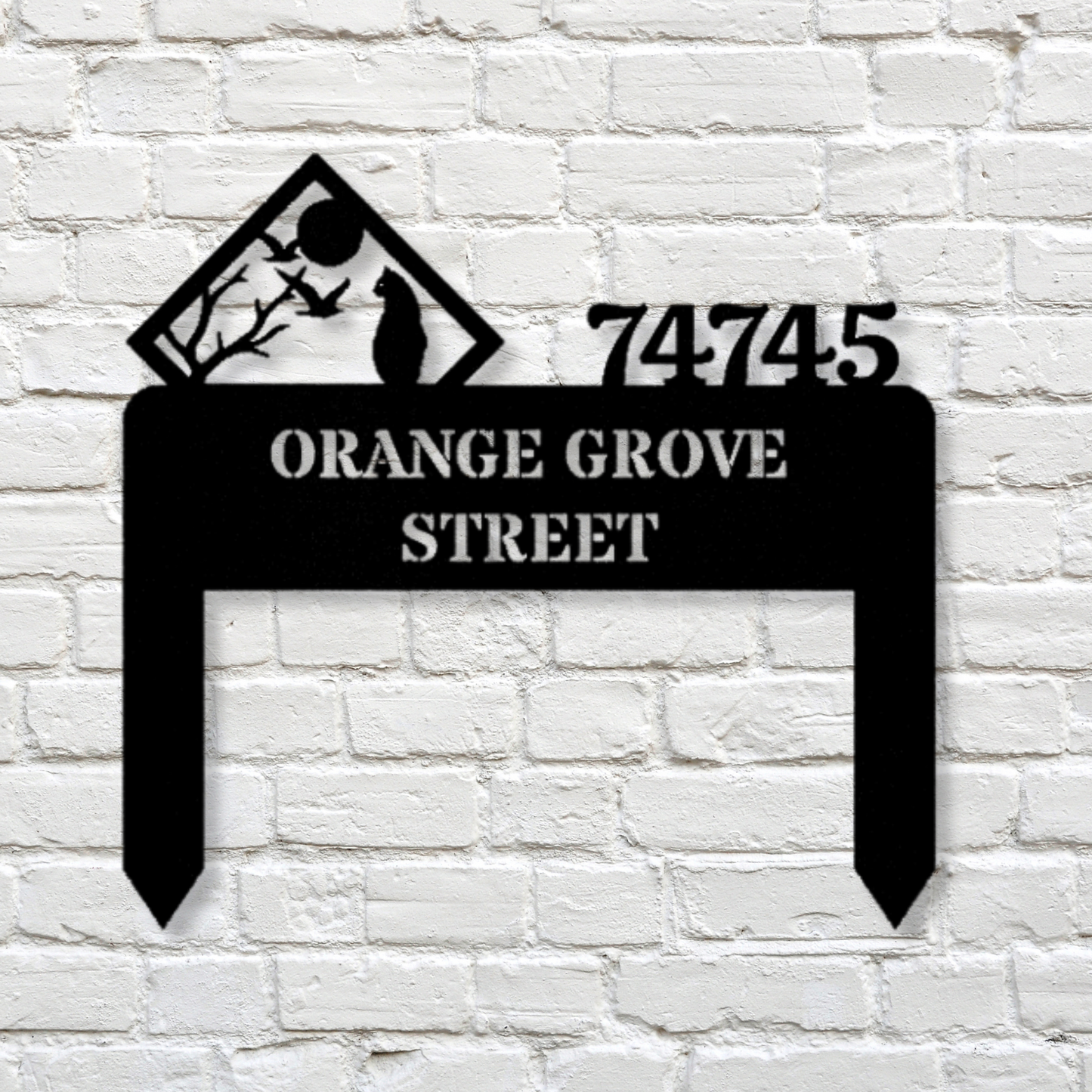 Custom Cat Address Metal Stake, Home Address Metal Sign, Cat Lover Mteal Sign, Address Plaque, House Number Sign, Front of House Sign, Porch Sign
