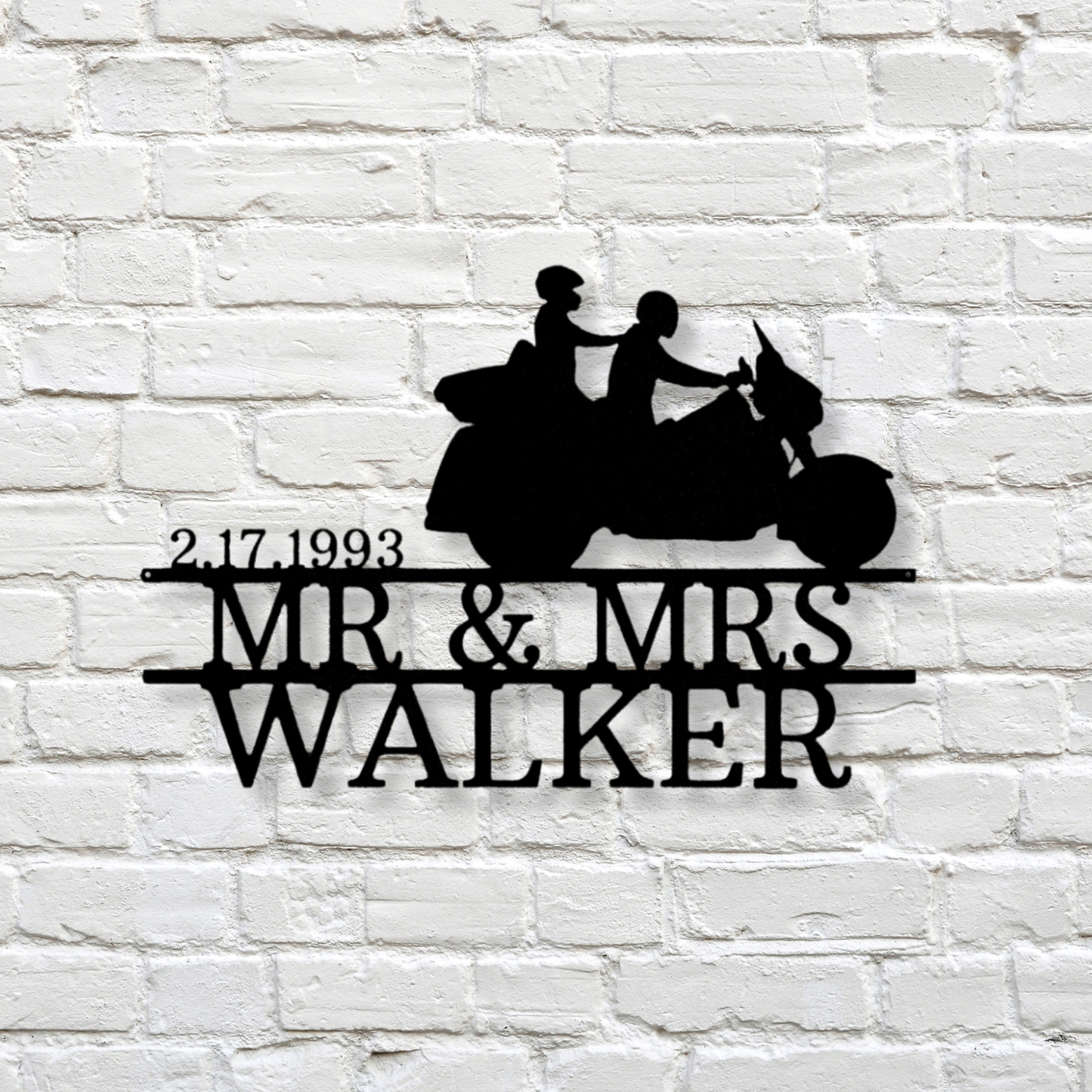 Motorcycle Metal Sign, Wedding Anniversary Gift, Married Couple Gift, Bikers Anniversary Gift, Personalized His & Hers, Last Name Sign