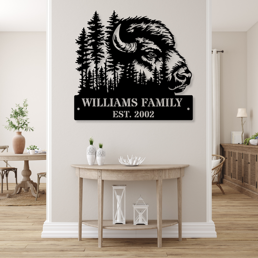 Custom Bison Metal Sign, Bison Monogram Sign, Bison Decor, Bison Gift, Farm Sign, Ranch sign, Cabin Decor