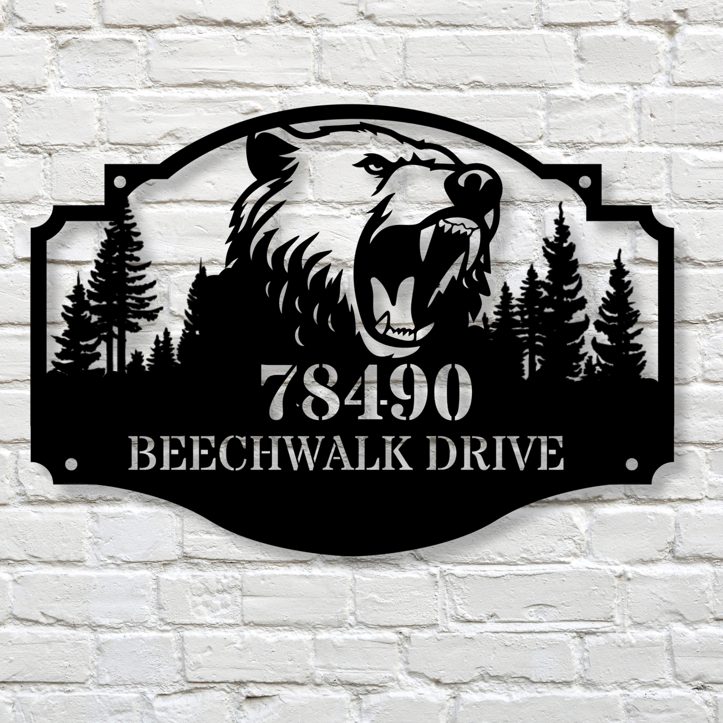 Custom Metal Bear Cabin Sign, Bears In Woods Address Sign, Custom Family Name Sign Bear Metal Sign, Bear Decor, Gift for Dad Yard Sign