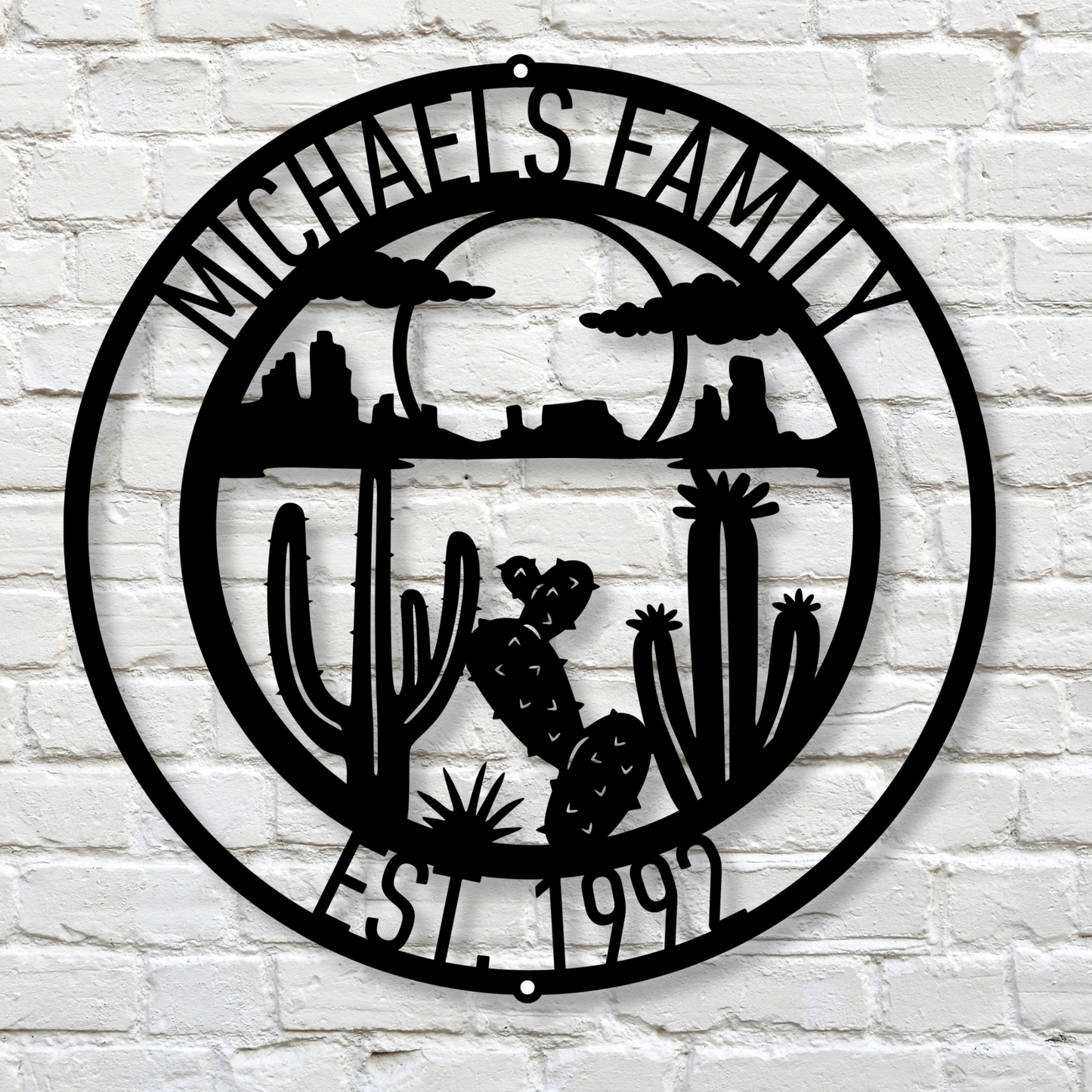 Custom Desert Metal Sign, Desert Metal Decor, Personalized Metal Art, Cacti Wall Hanging, Rustic Southwestern Home Decor Gift