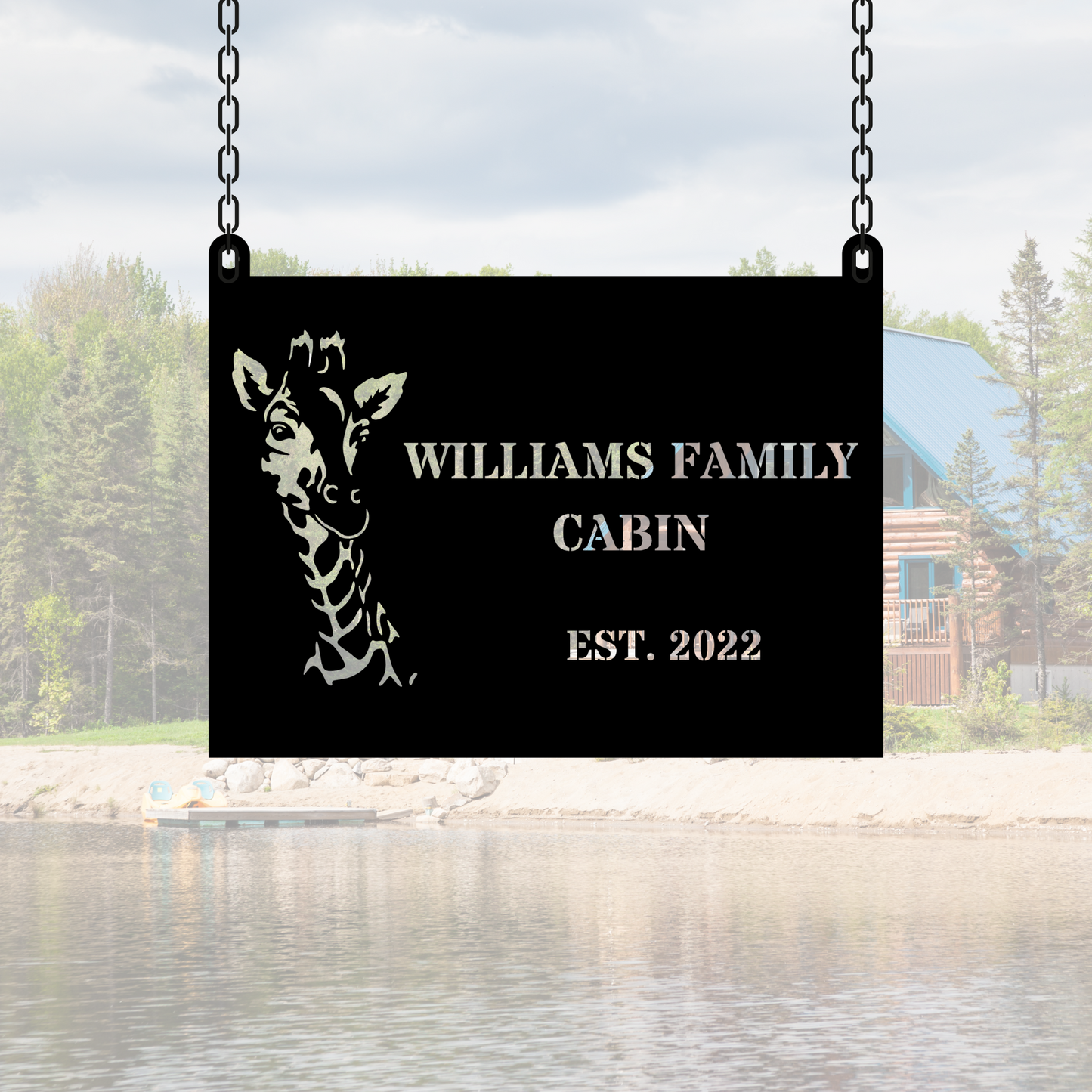 Custom Giraffe Cabin Wall Metal Sign, Giraffe Decor for Home, Wildlife Metal Art, Animal Lover Gift