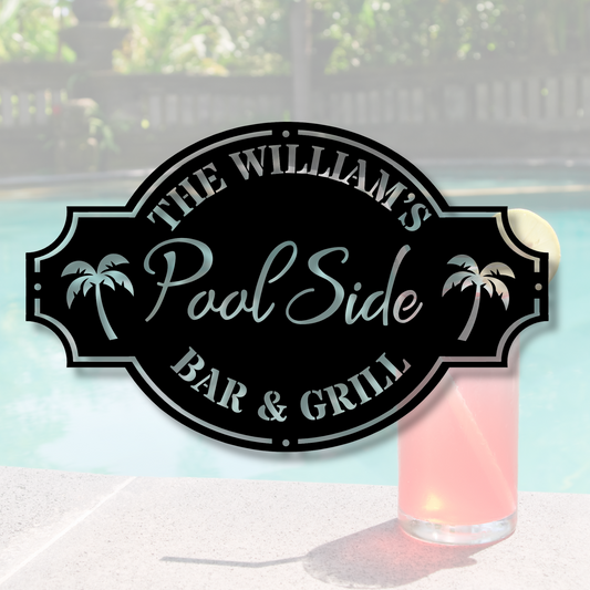 Custom Palm Tree Pool Sign Metal Wall Art, Custom Metal Sign, Bar & Grill Sign, Bar Sign, Backyard Sign, Kitchen Decor, Personalised Gifts