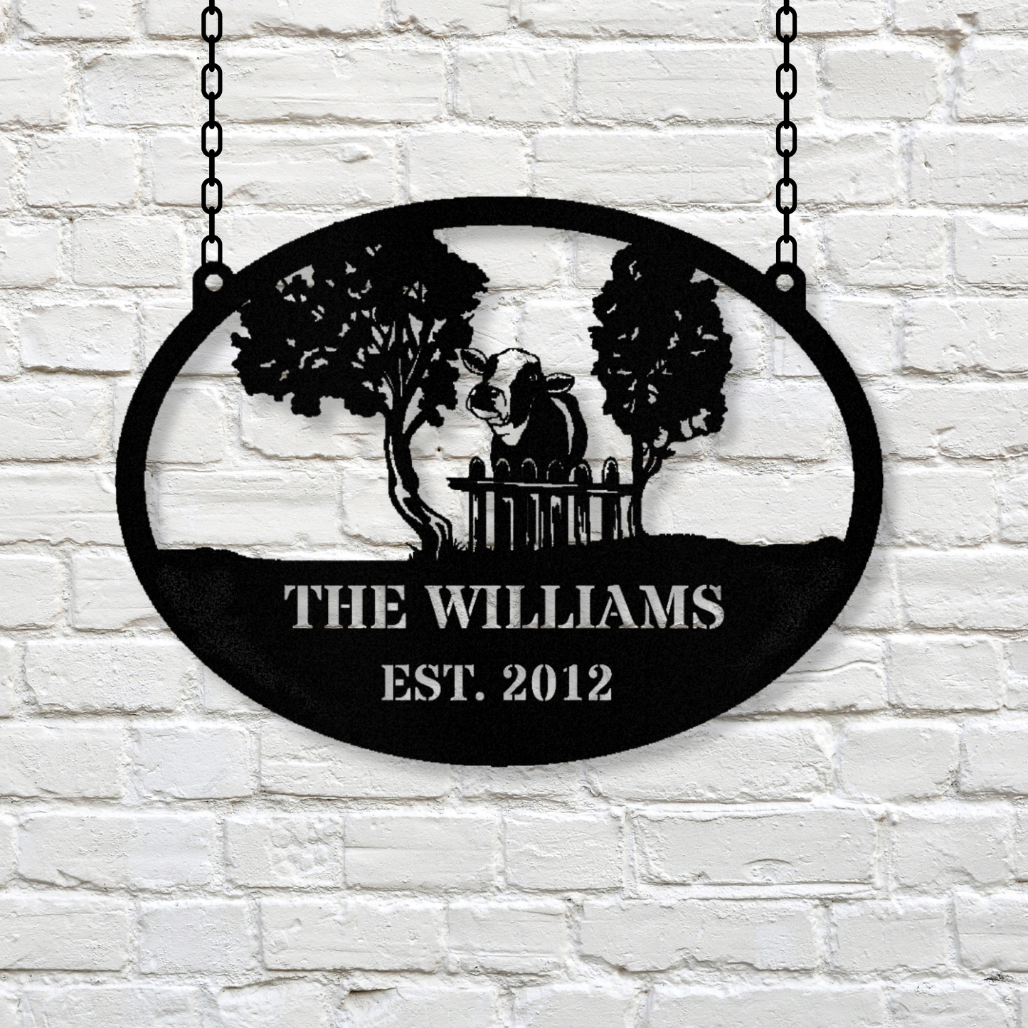 Personalized Farm Metal Sign, Cattle Ranch Metal Sign, Farm Name Metal Sign, Hanging Establshed or Entrance Sign, Farmhouse Metal Sign, Dad or Papa Farmer Gift