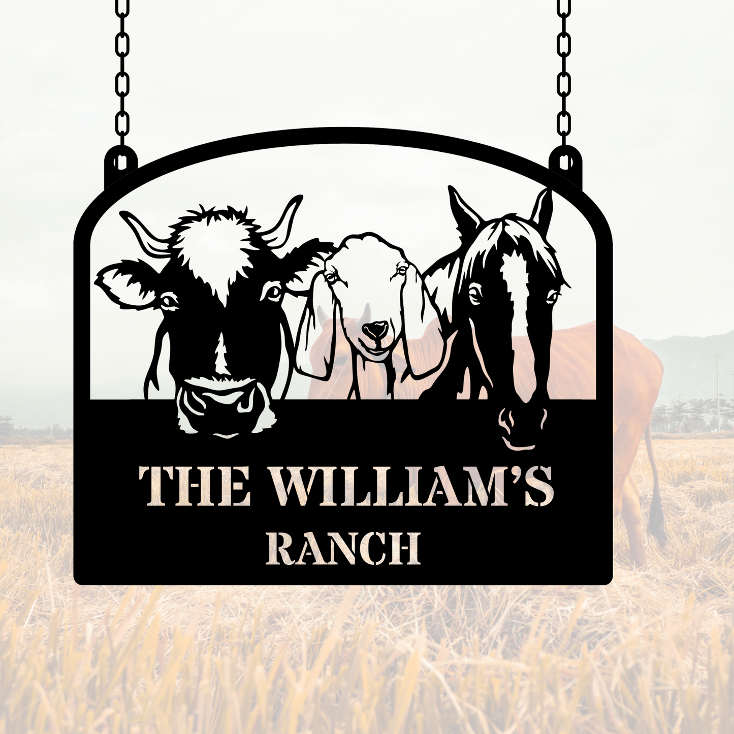 Custom metal farm name sign, Large metal name sign, Ranch metal sign, Hangable farm sign