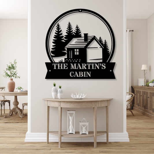Personalized Cabin Metal Sign, Lodge Decor, Rustic Cabin Decoration, Custom Camp Sign, Outdoor Cottage Welcome Sign, Lake House Decor