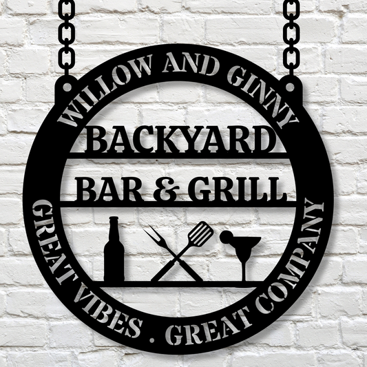 Personalized Metal Bar Sign, Custom Grill Decor, BBQ Enthusiast Gift, Unique Metal Art for Bars and BBQ, Best Anniversary & Christmas Present