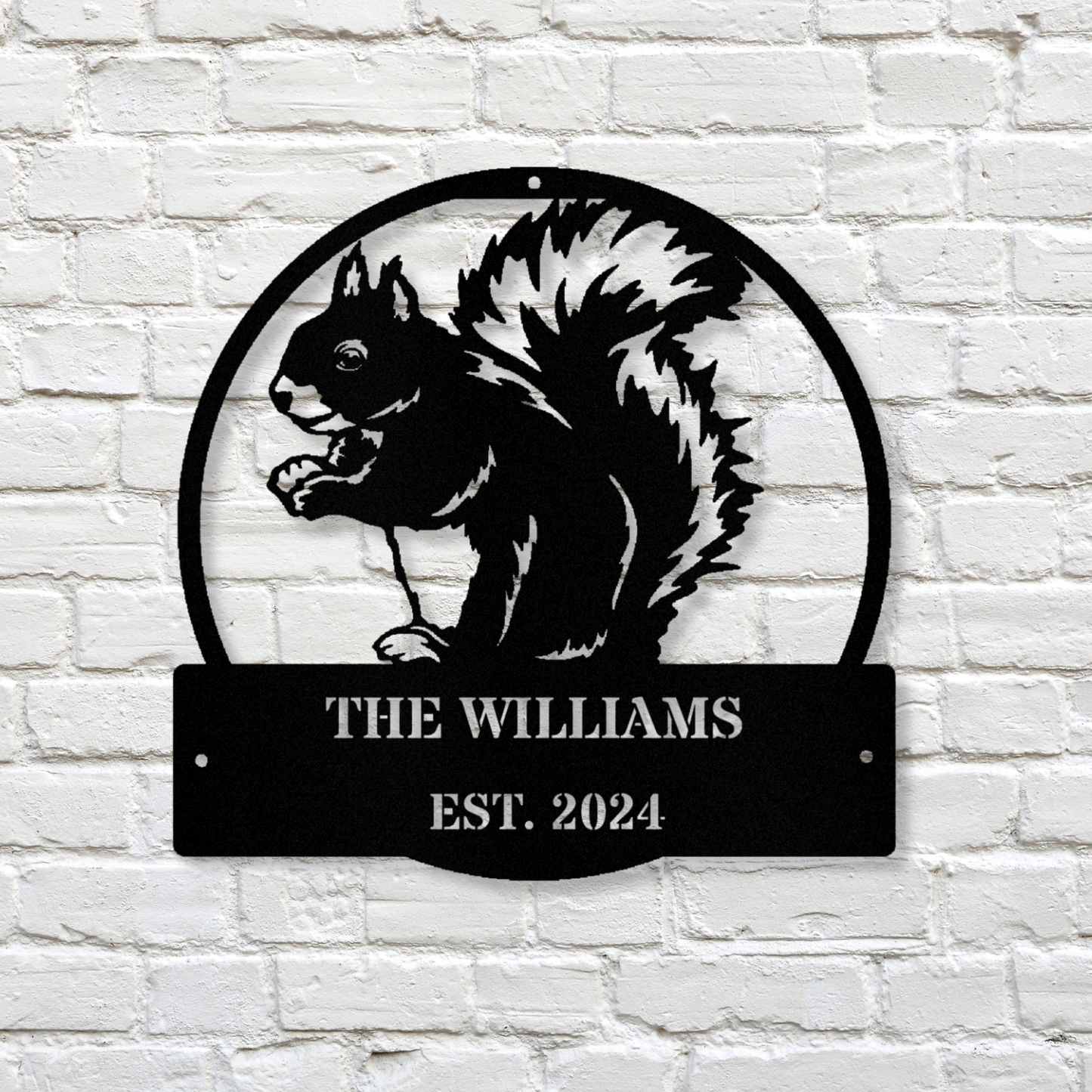 Personalized Squirrel Metal Wall Sign, Custom Name Metal Sign, Squirrel Nut Themed Metal Sign, Squirrel Lover Gift, Large Wall Metal Art Decor
