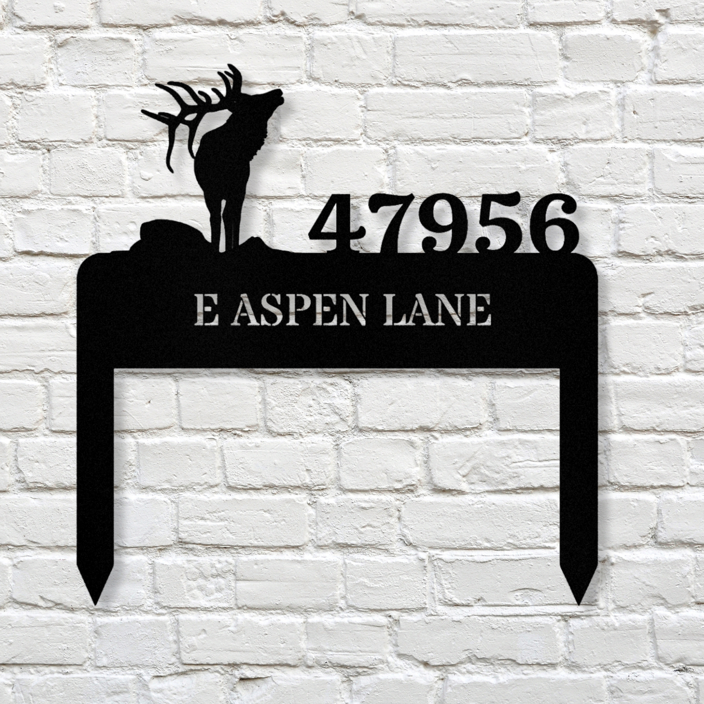 Personalized Elk Address Stake, Metal Address Stake, Horizontal Address Sign, Address Signage, House Address, Deer Metal House Number Stake