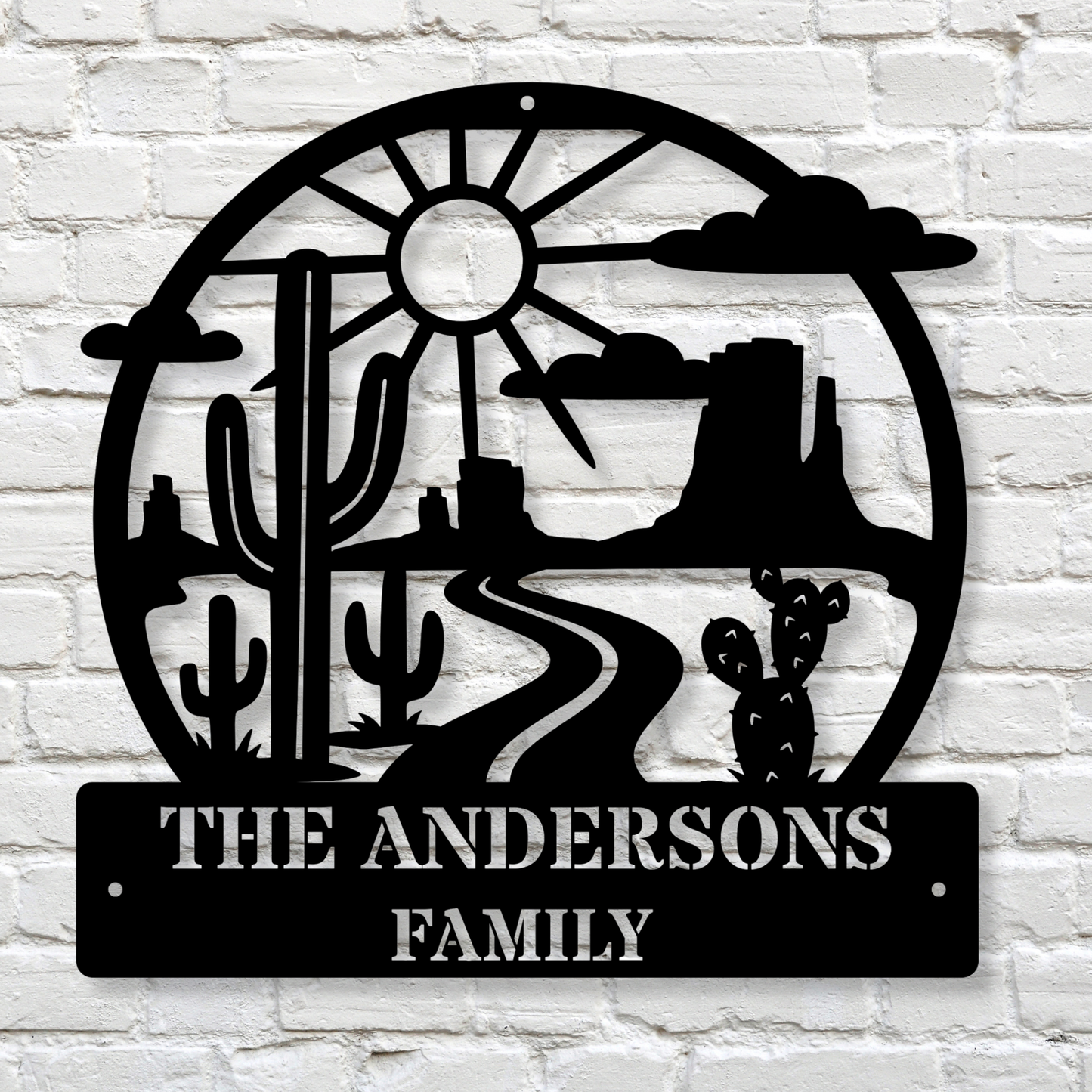 Custom Desert Scene Metal Sign, Desert Metal Art, Rustic Desert Decor, Personalized Artistic Metal Wall Piece, Southwestern Home Decor