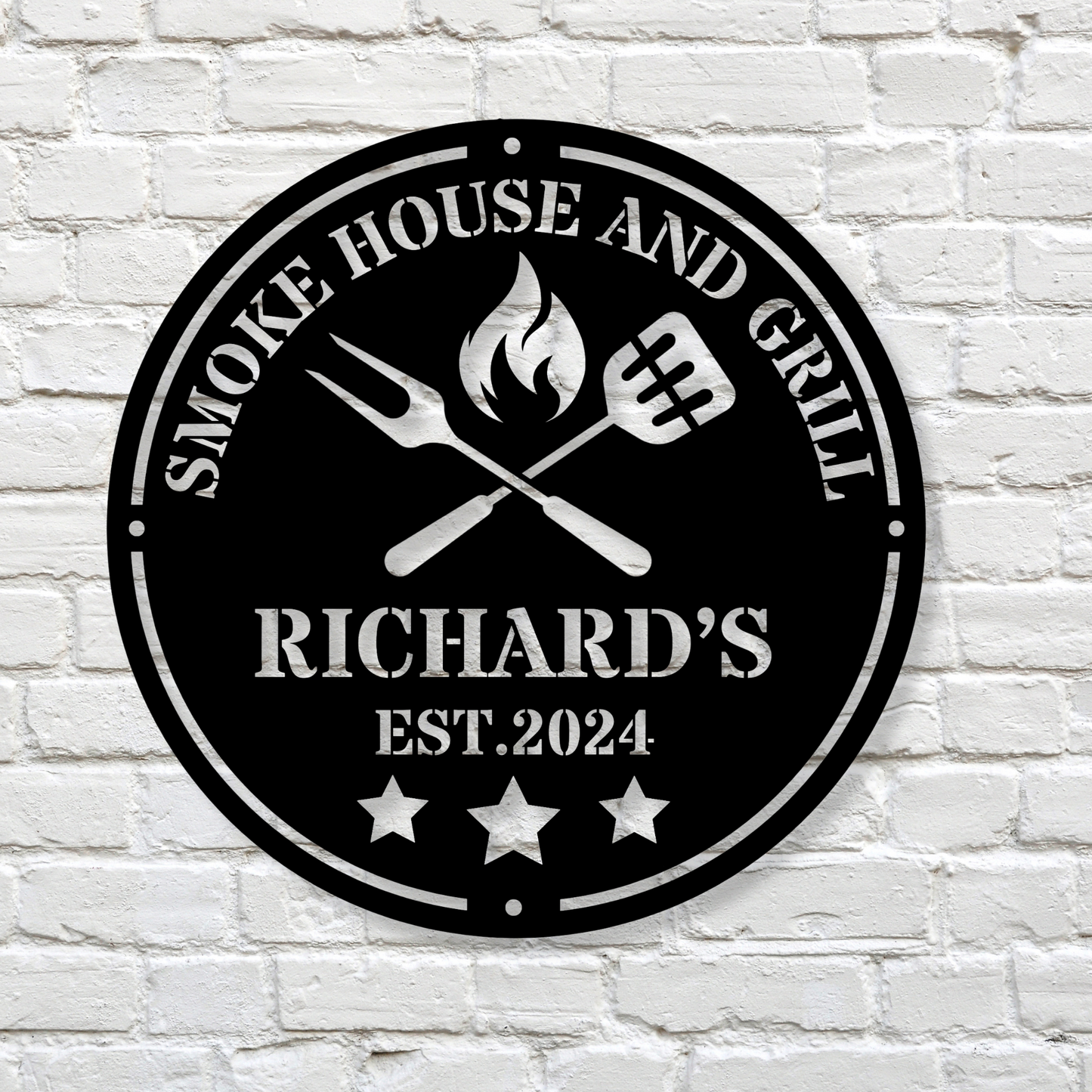 Personalized Metal Grill Sign - Metal Grill Sign - Metal BBQ Smoker and Grill Sign - Grilling Gift for Dad, Grandpa, Barbeque Sign