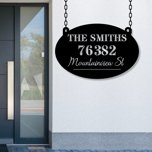 Custom Family Name Sign With Address, Housewarming Gift, Personalized House Number, Custom Metal Sign, House Number