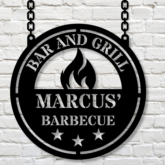 Custom Barbecue Wall Sign, Personalized Grill Art, Outdoor Barbecue Decor, Metal BBQ Sign Gift for Hosts, Barbecue Wall Art Decor