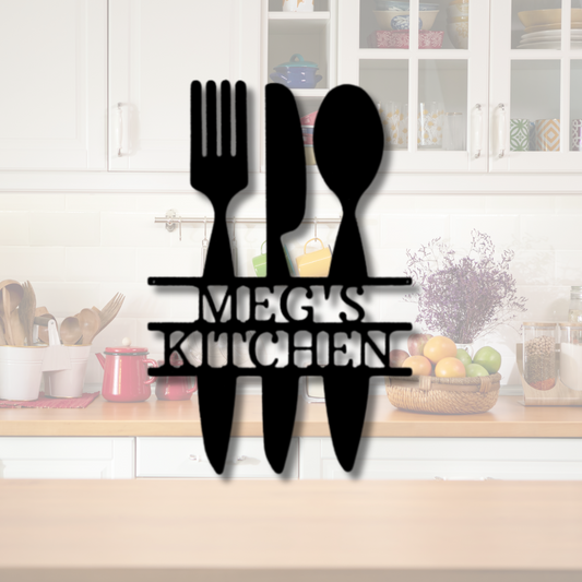 Kitchen Utensil Metal Sign, Personalized Kitchen Sign with Names, Grandma's Nana's Gift Mother's Day Gift, Indoor Outdoor Kitchen Wall Decor