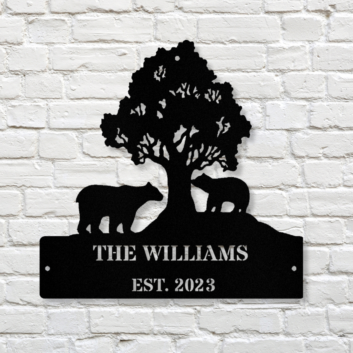 Personalized Bear Metal Sign, Bear Wall Hanging, Large Metal Wall Sign, Living Room Wall Decor, Cabin Metal Sign, Bear Themed Wall Decor