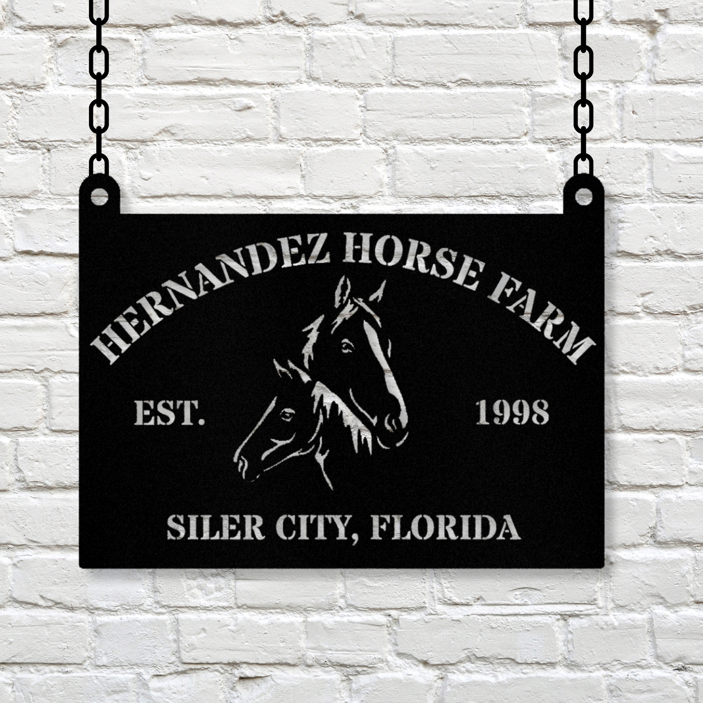 Personalized Horse Farm Metal Sign, Equestrian hanging Decor, Farm Addrress Sign, Custom Name Sign, Last Name Metal Sign, Horse Lover Gift