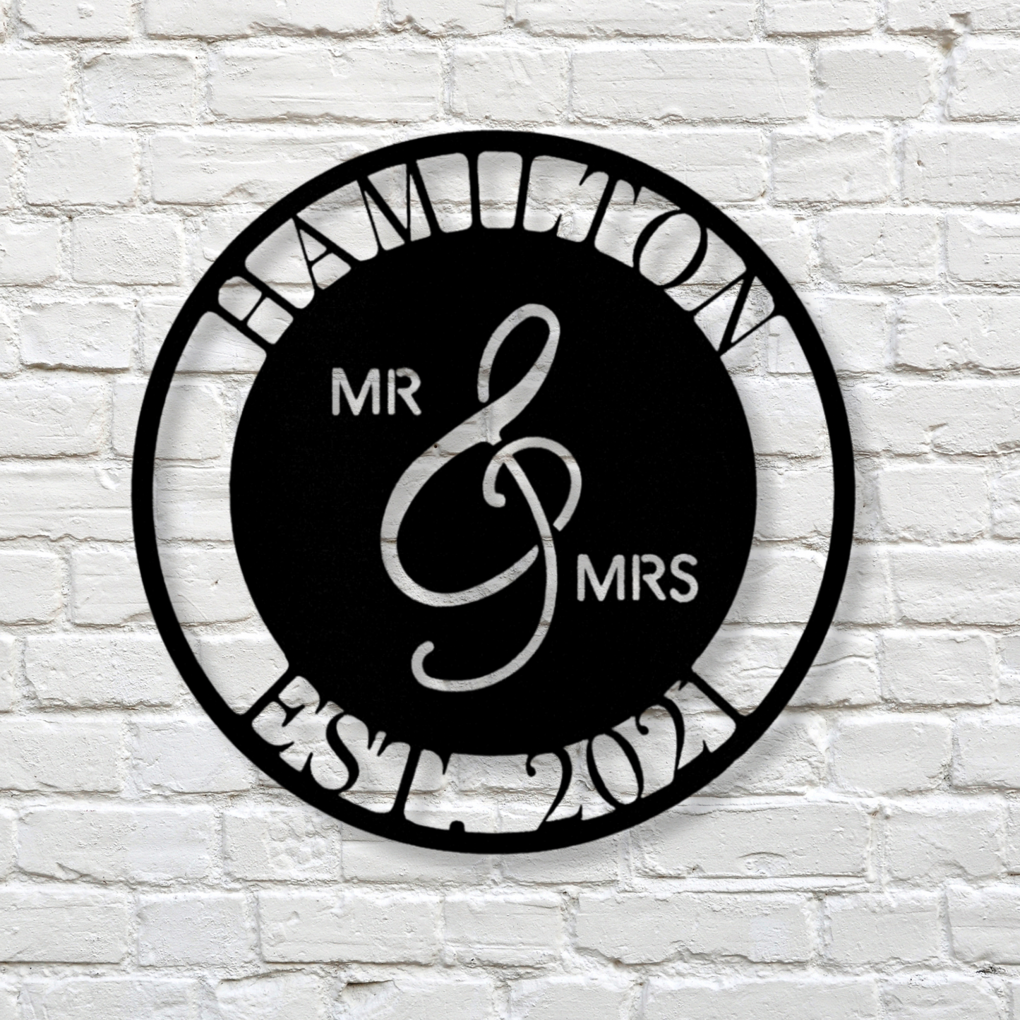 Mr. and Mrs. Metal Steel Sign, Last Name Monogram Sign, Wedding Anniversary Gift, Married Couple Gift,  Engagement Gift, Wedding Wall Decor