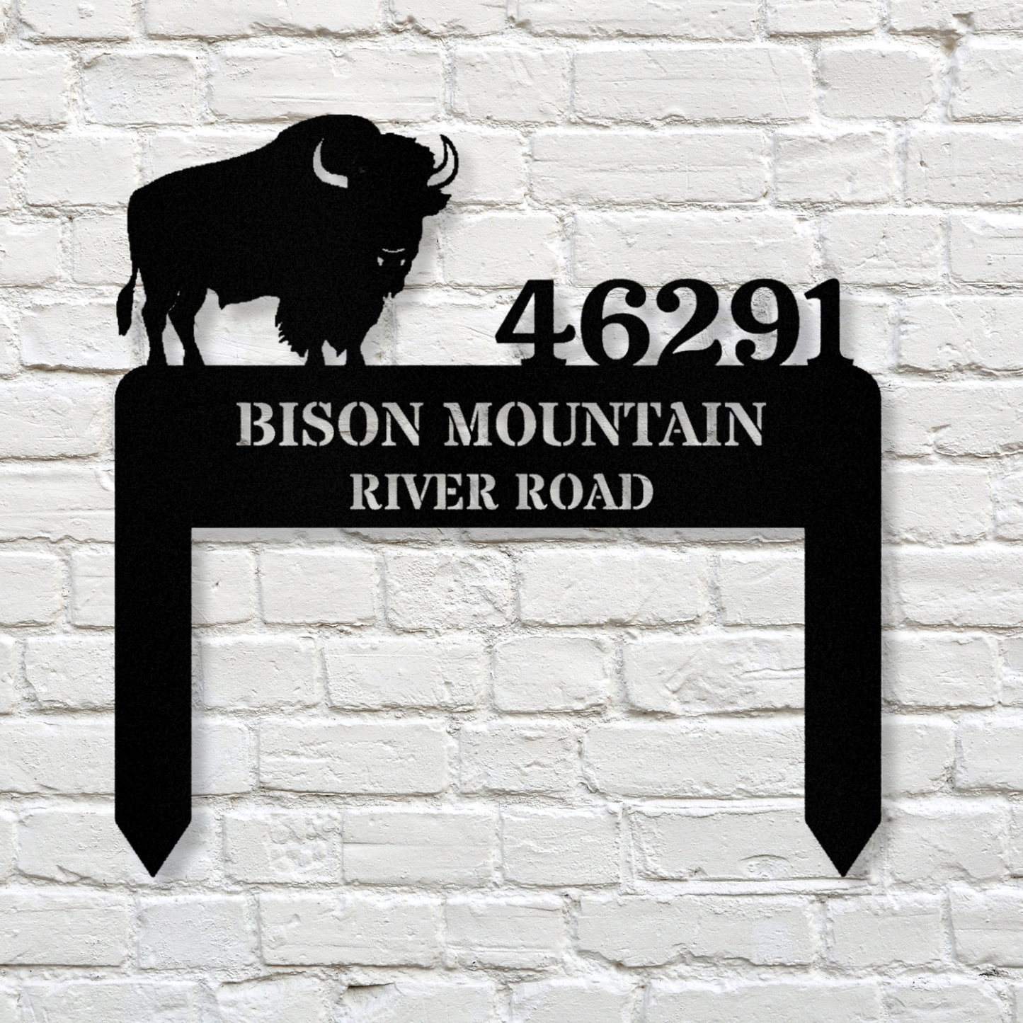 Customized Bison Metal Address Stake Sign, Bison Front Yard Address Sign, Bison Lover Gift, Home Number Address Signage, Residence Address Sign, Wedding Gift