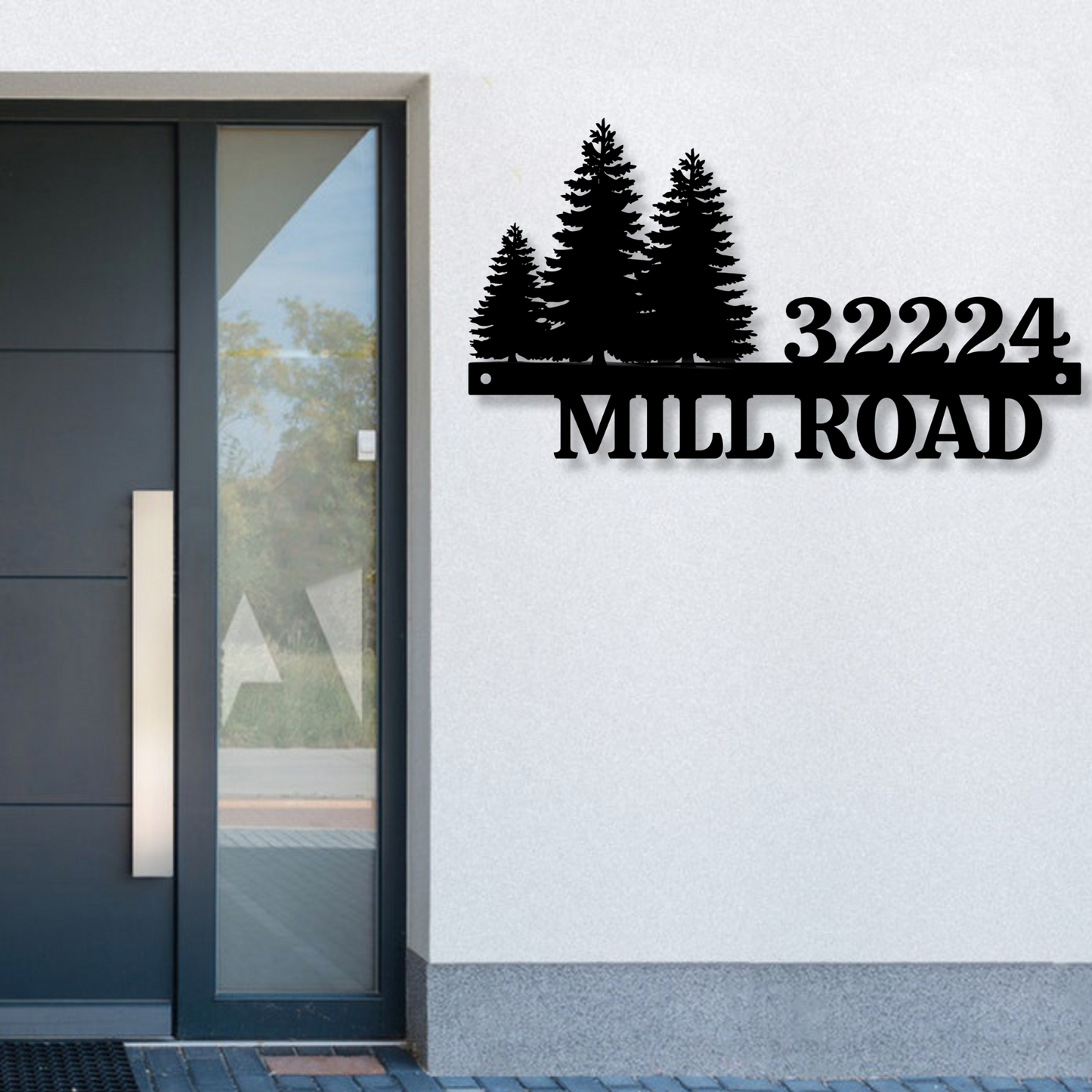 Custom Metal Address Sign, Pine Tree Decoration, Personalized Driveway Entrance Sign,Street Name Sign, Outdoor Patio Entryway Decor