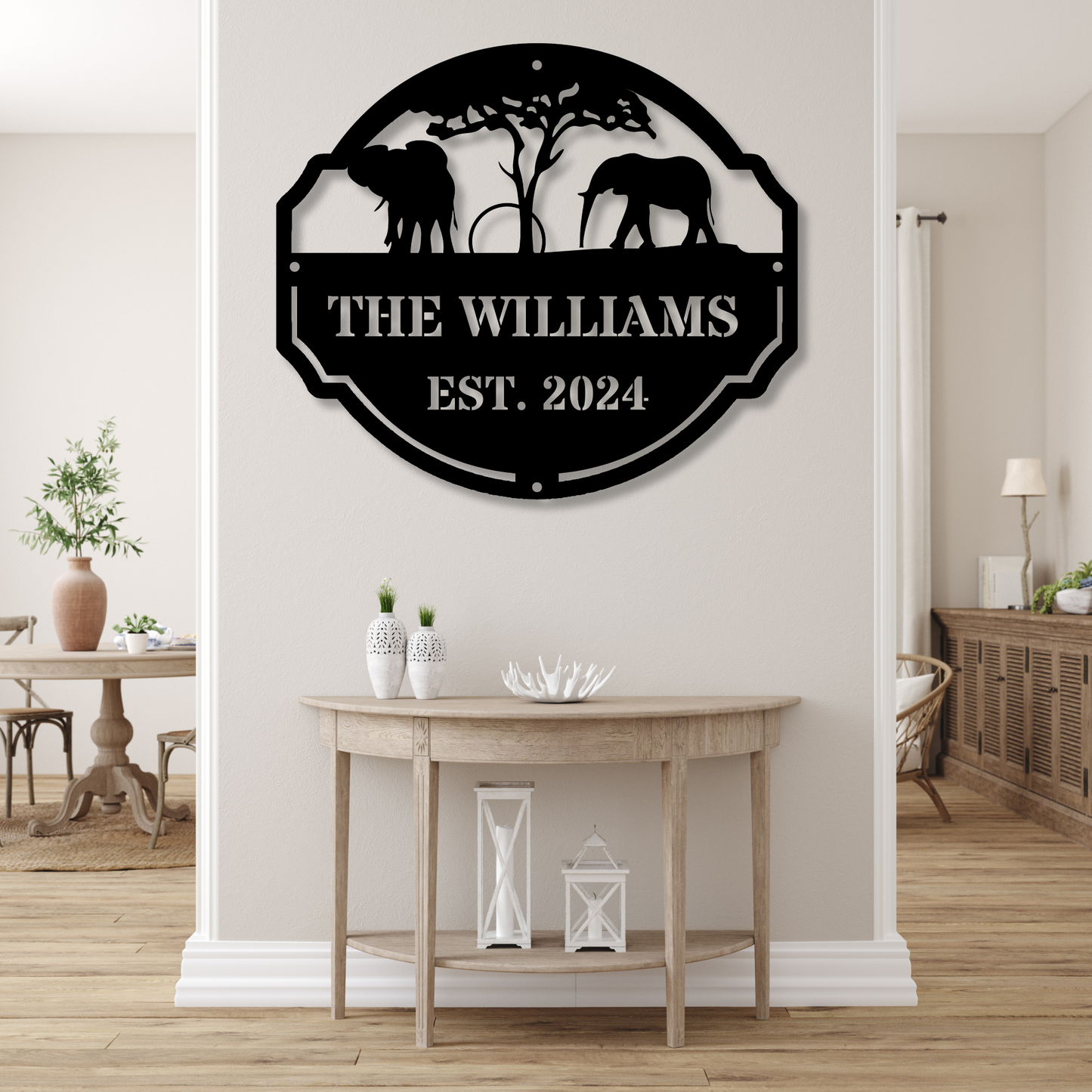 Custom Family Metal Sign, Elephant Metal Sign, Personalized Wall Decor