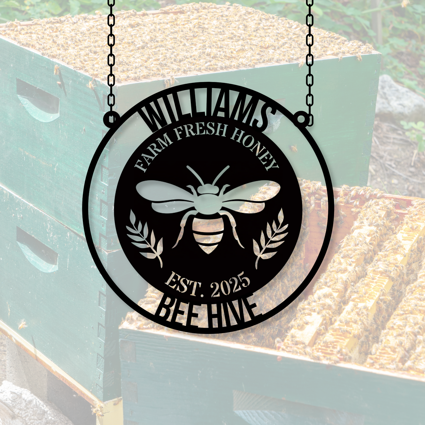 Custom Honey Bee Metal Sign, Custom Bee Hive Wall Art Decor, Welcome Bee Farm Sign, Custom Garden Sign, Gift for Gardener Bee Keeper