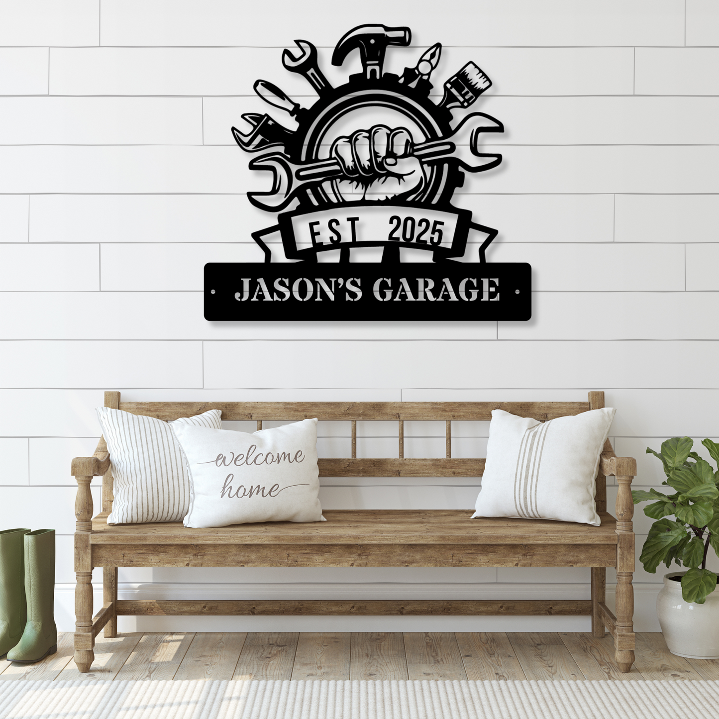 Custom Metal GARAGE Sign, Personalized Garage Decor, Workshop Wall Art, Man Cave Sign, Home Workshop Accessory